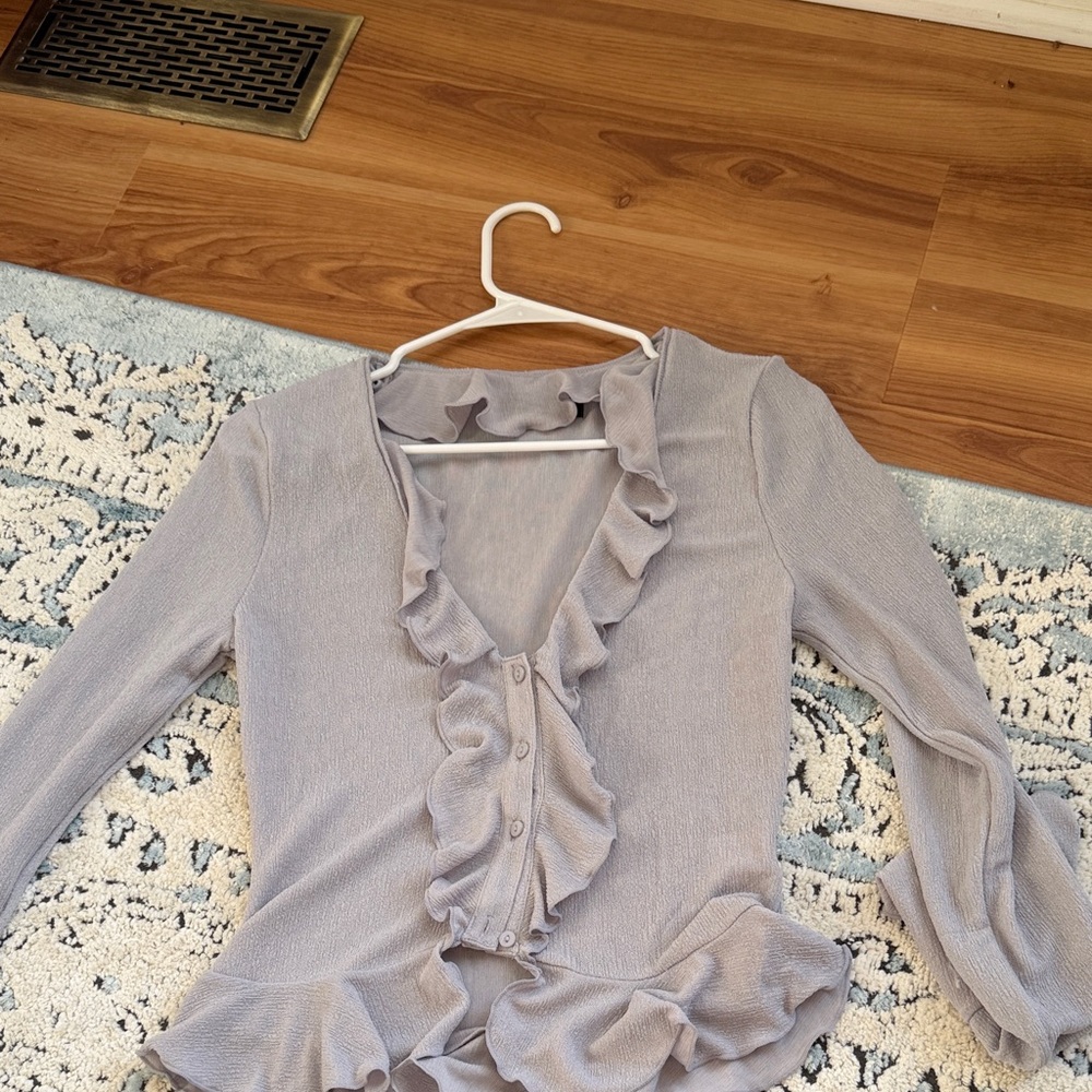 Women's Ruffled Gray Top